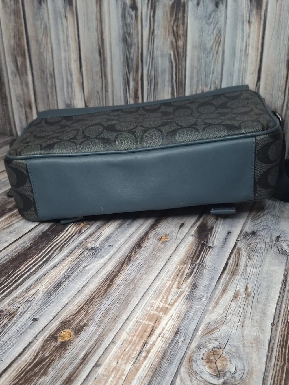 Coach Track Crossbody Navy Blue & Black Signature Coated Canvas - Picture 5 of 12